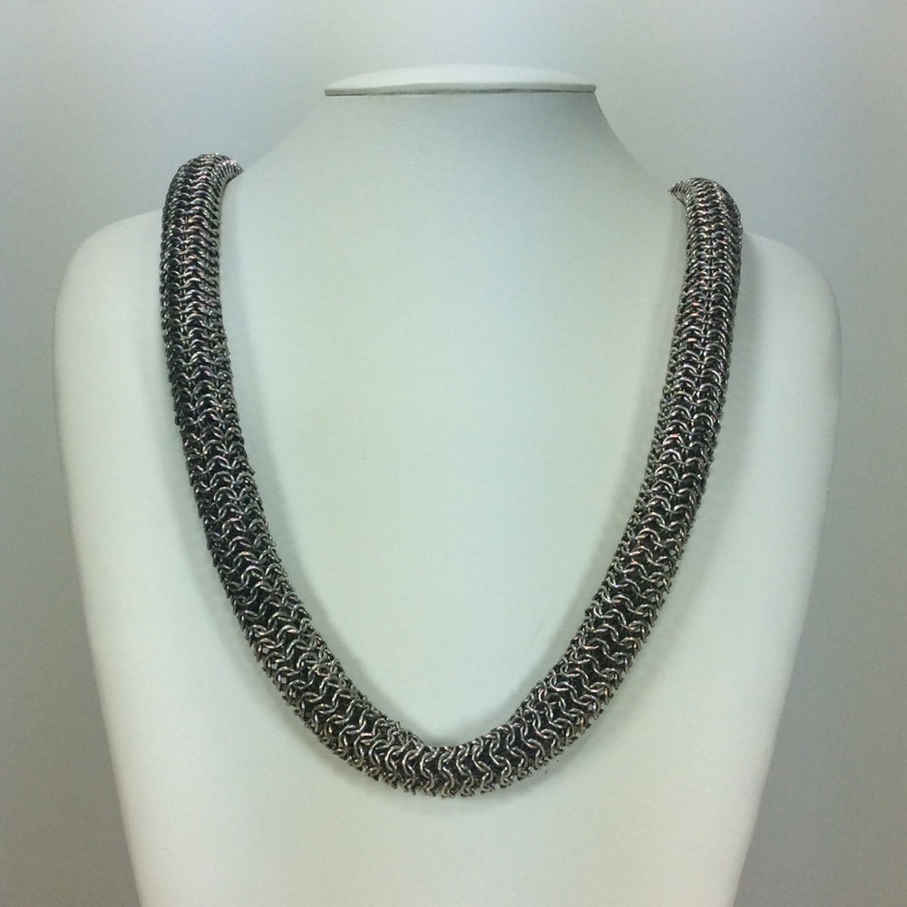Amrita Singh silver LARGE mesh link necklace NWT - Picture 2 of 3